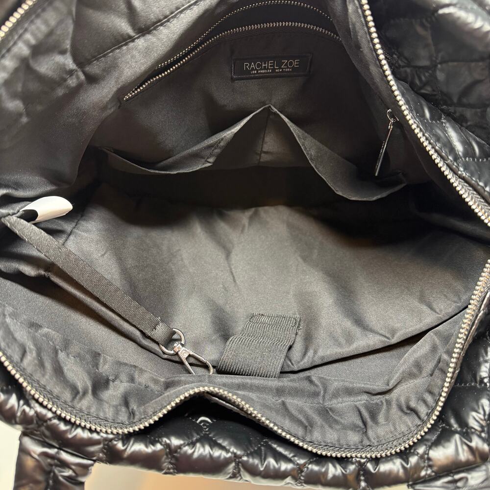 Rachel Zoe Quilted Shoulder Bag with Trolly Sleeve Crossbody Strap Black NWT - Picture 9 of 12